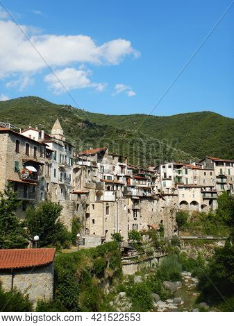 View Of The Rocchetta Nervina Sitano Village Within The Liguria Region - Italy