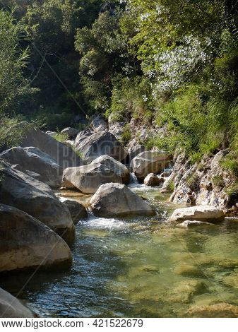 Waterfall In The Rio Barbaira Stream, Rocchetta Nervina, Liguria - Italy
