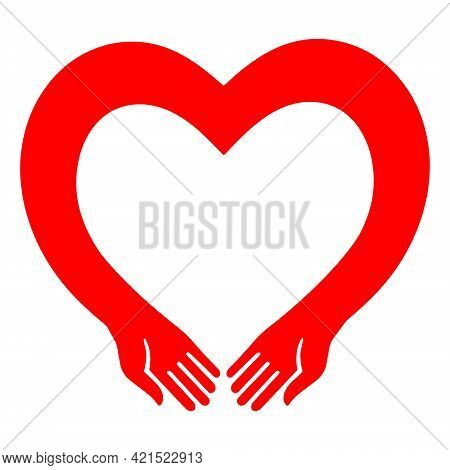 Hands Making Sign Heart On White Background. Hands With Copy Space. Love Concept On Valentine Day.