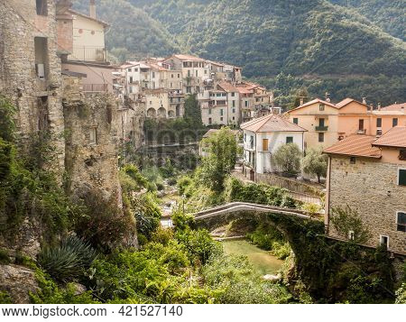 View Of The Rocchetta Nervina Sitano Village Within The Liguria Region - Italy