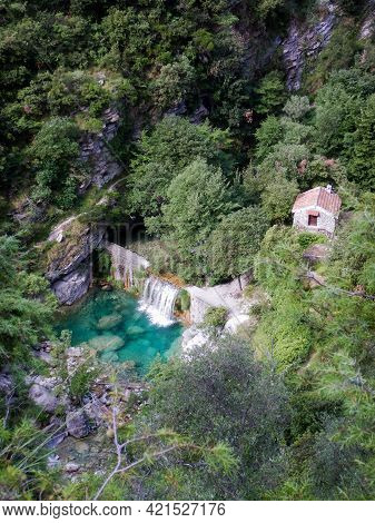Waterfall In The Rio Barbaira Stream, Rocchetta Nervina, Liguria - Italy