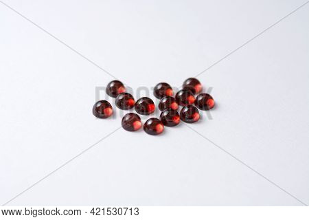 Natural Rhodolite Garnet Round Shaped, Calibrated Small Cabochon Red Gemstones Lot. Small Semiprecio