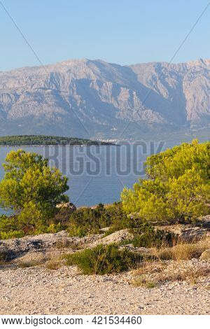 Turquoise Sea Water Of Beach And Mountains, Sumartin, Brac Island, Croatia