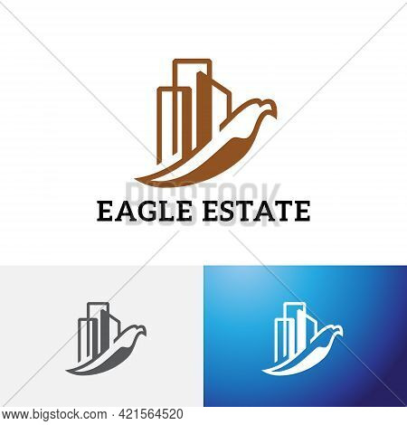 Eagle Hawk Bird City Building Real Estate Logo.