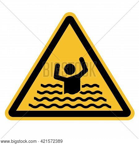 Swim Forbidden Icon On White Background. Beware Of Drowning Sign. Drowning Warning Sign. Flood Warni