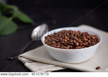 Haricot Red Beans In White Plate On Table Is Served For Meals