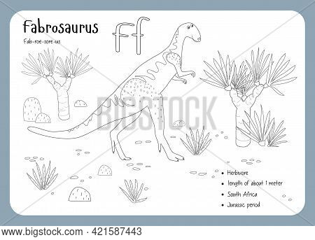 Coloring Cards With Dinosaurs And Alphabet. Dinosaur Fact Cards. Dinosaur Names Corresponding To The