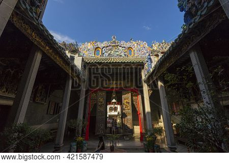 Penang, Malaysia - February 13,2019 : The Ancestral Hall Of Pinang Peranakan Mansion In Penang, Mala