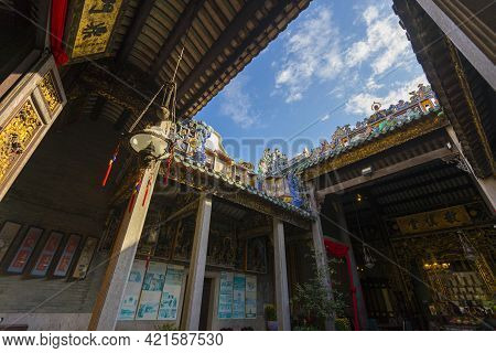 Penang, Malaysia - February 13,2019 : The Ancestral Hall Of Pinang Peranakan Mansion In Penang, Mala
