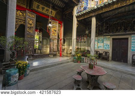 Penang, Malaysia - February 13,2019 : The Ancestral Hall Of Pinang Peranakan Mansion In Penang, Mala