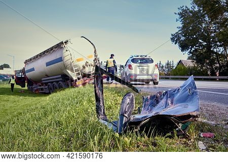 Car After A Collision With A Heavy Truck