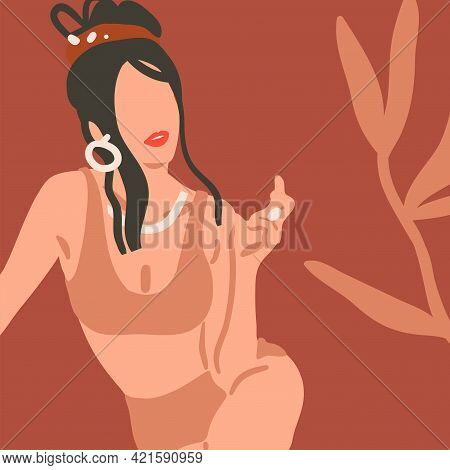 Hand Drawn Vector Abstract Stock Flat Graphic Contemporary Art, Aesthetic Fashion Illustration With 