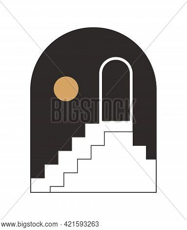 Moroccan Stairs, Arch, Walls, Arc Vector Icon. Architecture Elements Boho