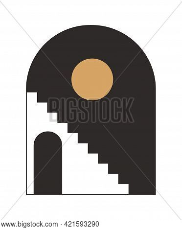 Moroccan Stairs, Arch, Walls, Arc Vector Icon. Architecture Elements Boho