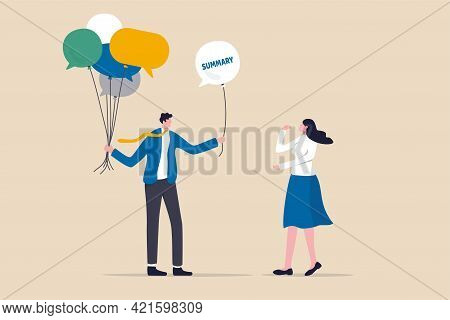 Meeting Summary Or Conclusion, Session Or Brainstorm Recap And Agreement Concept, Businessman Holdin