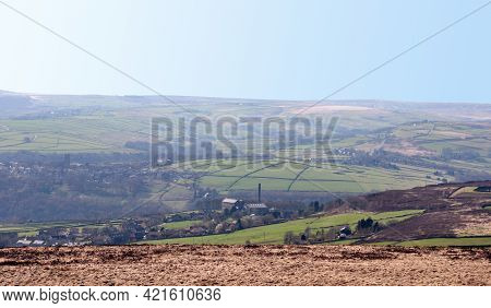 A Scenic View Of The Villages Of Old Town And Heptonstall In Calderdale West Yorkshire With Surround