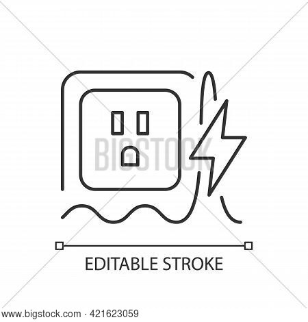 Power Surge Linear Icon. Brief Overvoltage Spikes. Unexpected Electricity Flow Interruption. Thin Li