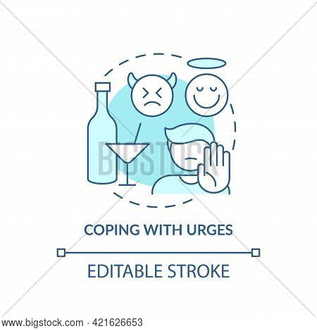 Coping With Urges Concept Icon. Addiction Recovery Steps. Treatment Of Body Addictions. Health Curin
