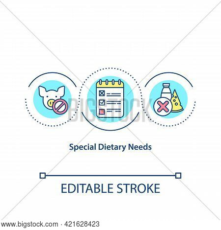 Special Dietary Needs Concept Icon. Students That Can Not Eat Foods That Contain Lactose. Special Me