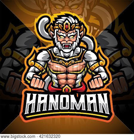 Hanoman Esport Mascot Logo Design With Text