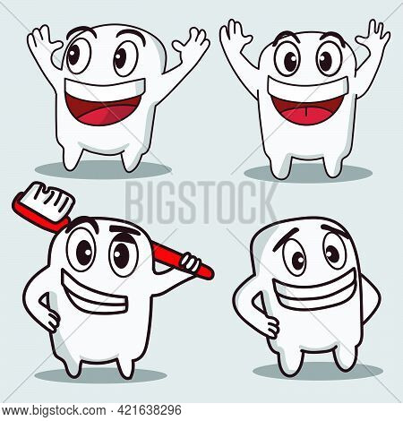 White Tooth Cartoon Mascot Character Packs Of Various Styles