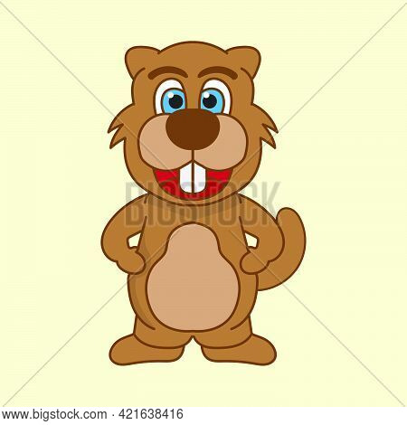 Illustration Of A Smiling Beaver Cartoon Mascot