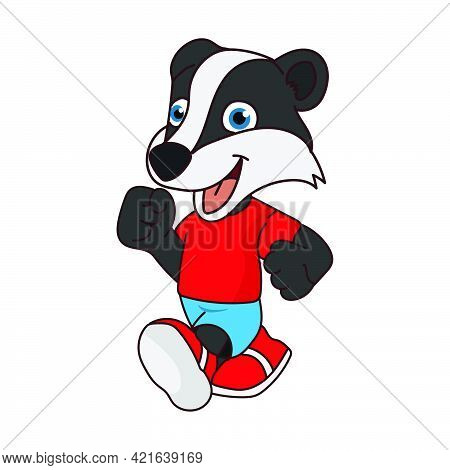 Mascot Cartoon Character Illustration Of A Skunk Walking Or Running