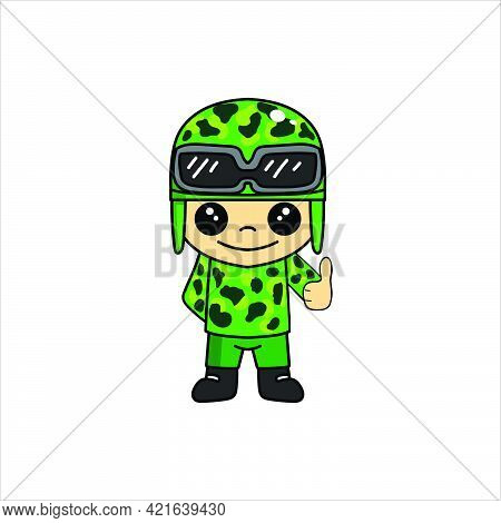 Mascot Illustration Of Cute Soldier Or Soldier Cartoon Character With Thumbs Up