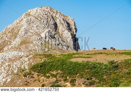 View Of Rocca Del Crasto Near Alcara Li Fusi Town In The Nebrodi Park, Sicily