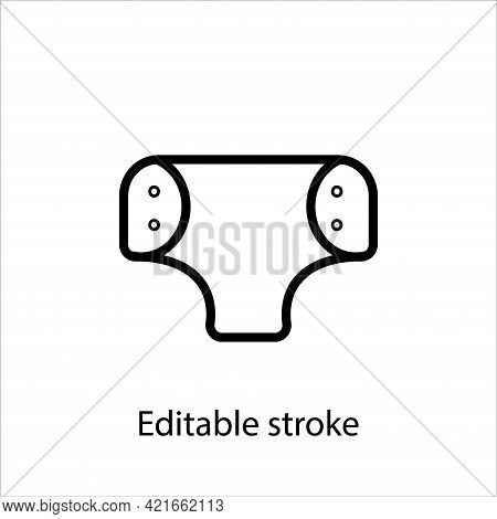Reusable Diaper. Outline Icon. Customizable Linear Contour Symbol. Editable Stroke. Isolated Vector 