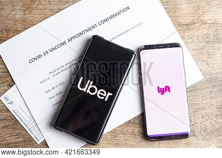 Clarksburg, Md, Usa 05-12-2021: Biden Administration Announced An Agreement That Ride Share Apps  Ly