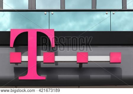 Berlin, Germany - July 12, 2020: Deutsche Telekom Logo On A Building. Deutsche Telekom Is A German T