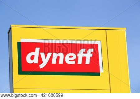 Beaujeu, France - September 12, 2020: Dyneff Logo On A Signboard. Dyneff Is A French Company, Specia