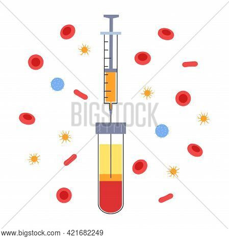 Platelet Rich Plasma Therapy. Blood Composition, Lymphocytes, Thrombocytes And Erythrocytes. Sample 