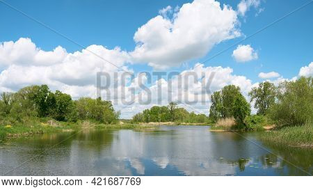 The Idyllic River Ehle Near The Municipality Of Biederitz Near Magdeburg In Germany