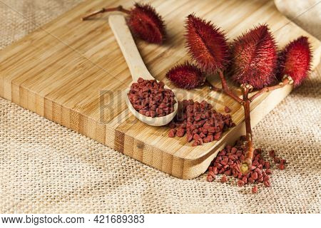 Bixa Orellana - Organic Achiote; Is A Seasoning And Food Coloring.