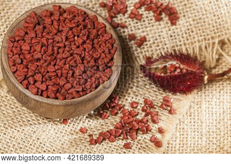 Bixa Orellana - Organic Achiote; Is A Seasoning And Food Coloring.