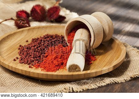 Bixa Orellana - Organic Achiote; Is A Seasoning And Food Coloring.