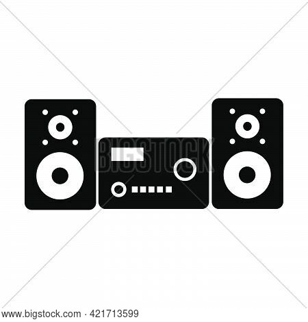Simple Illustration Of Play Music Stereo System Personal Computer Component Icon