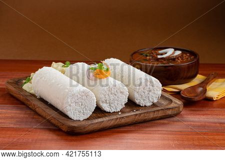 White Rice Puttu With Chana Masala Curry