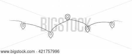 Location Pointers One Line Drawing. Continuous One Line Pin Pointers Vector Illustration. Gps Naviga