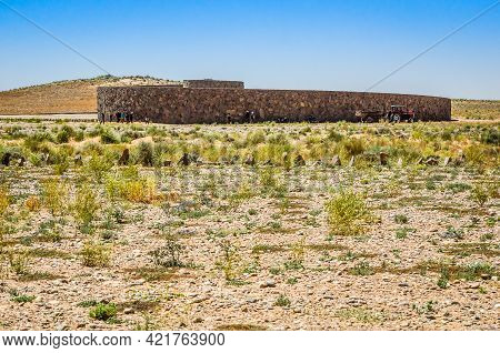 Erfoud, Morocco - April 15, 2015. The Wall Of Golden Spiral Architecture By Hannsjorg Voth