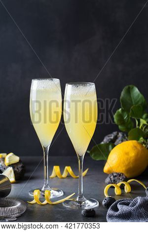 French 75 Cocktail With Lemon Hard Seltzer Instead Of Champagne