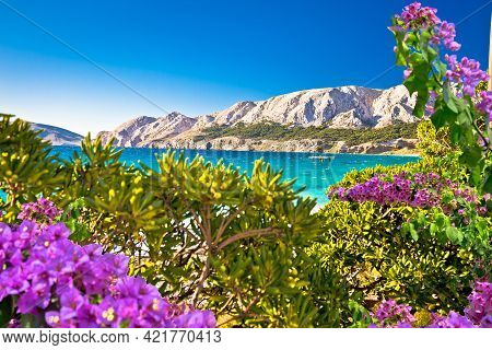 Baska. Idyllic Landcsape In Town Of Baska, Island Of Krk In Kvarner Bay Of Croatia