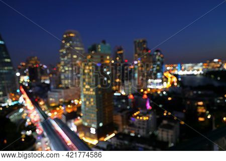 Abstract bokeh cityscape night light, City night light blur bokeh background