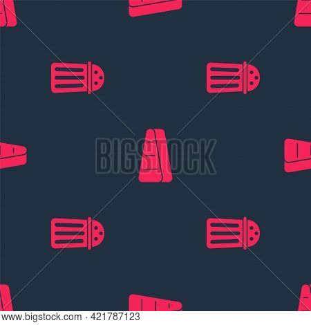 Set Salt And Steak Meat On Seamless Pattern. Vector