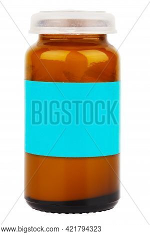 Small Brown Glass Jar Of Medical Ointment - Isolated