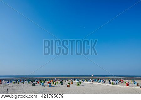 Beach Korbs On Nord Sea In Germany