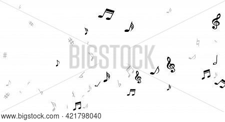 Musical Note Symbols Vector Design. Audio Recording Elements Scatter. Party Music Wallpaper. Grunge 