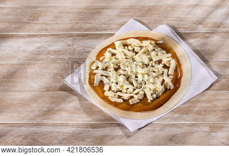 Wafers With Caramel Sauce And Cheese - Traditional Colombian Dessert